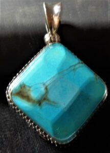square chinese turquoise pendant
