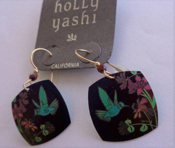 Hummingbirds, HY, blue niobium, green bird, pink flowers