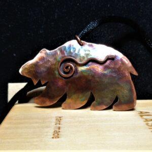 Copper bear necklace