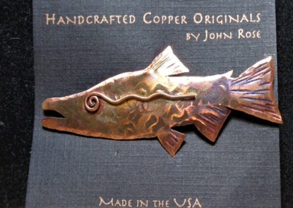 Copper salmon pin