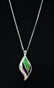 Silver, green turquoise, chain