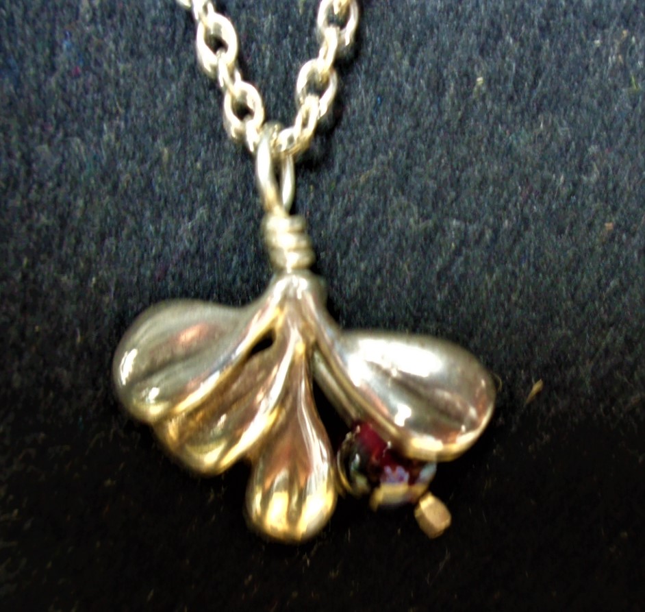 cranberry, silver necklace