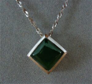 Jade pendant, sterling chain