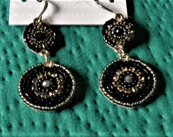 beaded earrings, black and silver