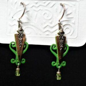Jos. Brinton lime green, gold earrings