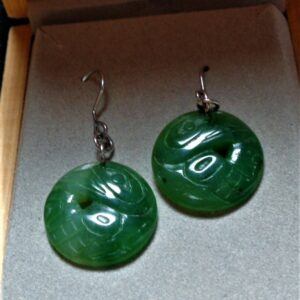 Jade raven earrings