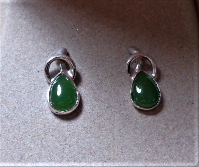 Nephrite jade post earrings