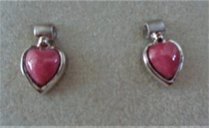 Rhodonite heart post earrings