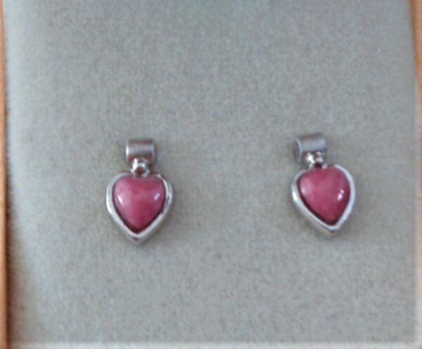Rhodonite heart post earrings